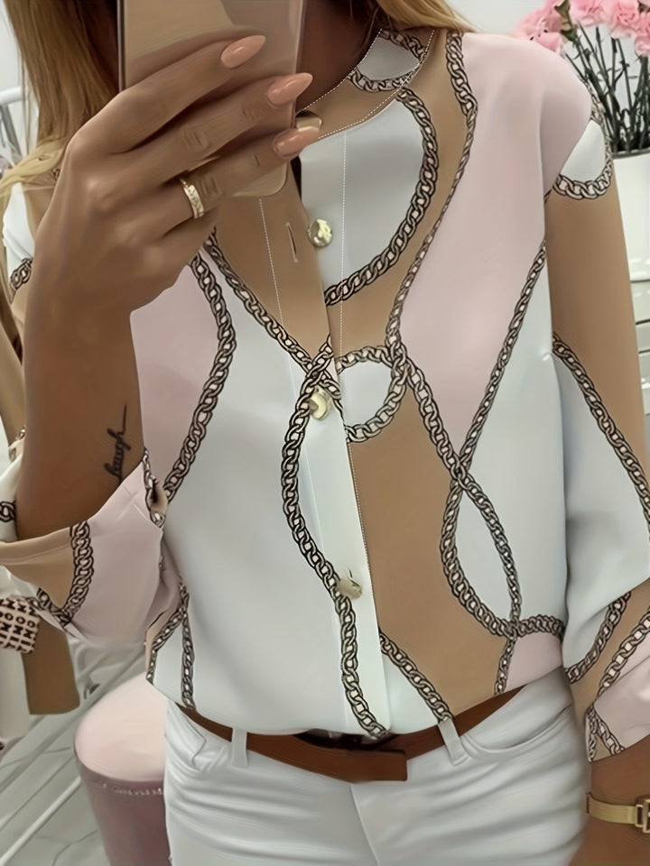Ingrid | Kraagshirt met Kettingprint
