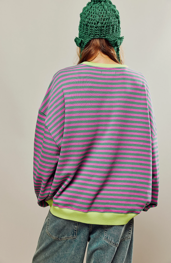 Paula | Gestreepte Ronde Hals Pullover