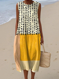 Julieta | Polka Dots Kleur Blok Midi Jurk