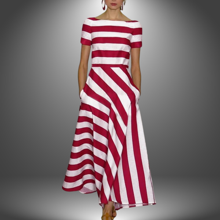 Evangeline | Vloeiende Gestreepte Maxi-jurk