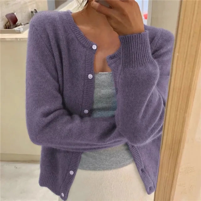 Delphina | Zachte Knop-Voorkant Cardigan