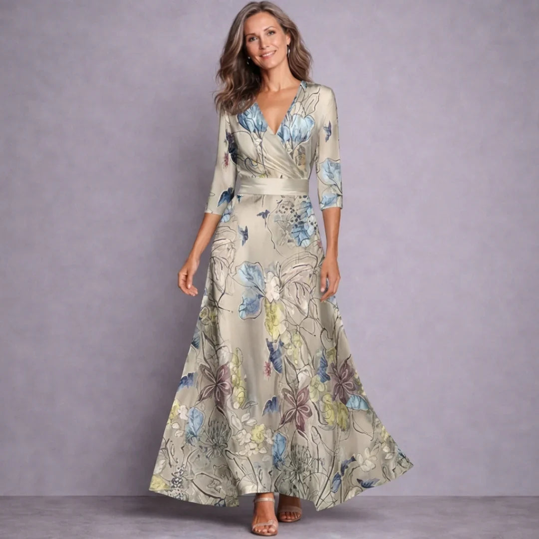 Emilia | Elegante Maxi Jurk met Middellange Mouwen