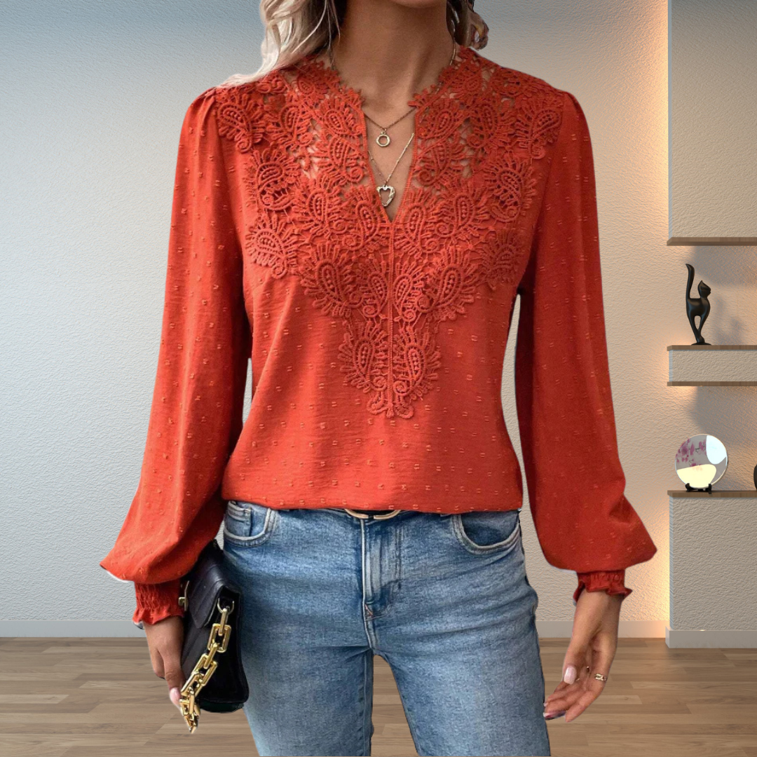 Marlene | Elegante Blouse met Kantafwerking