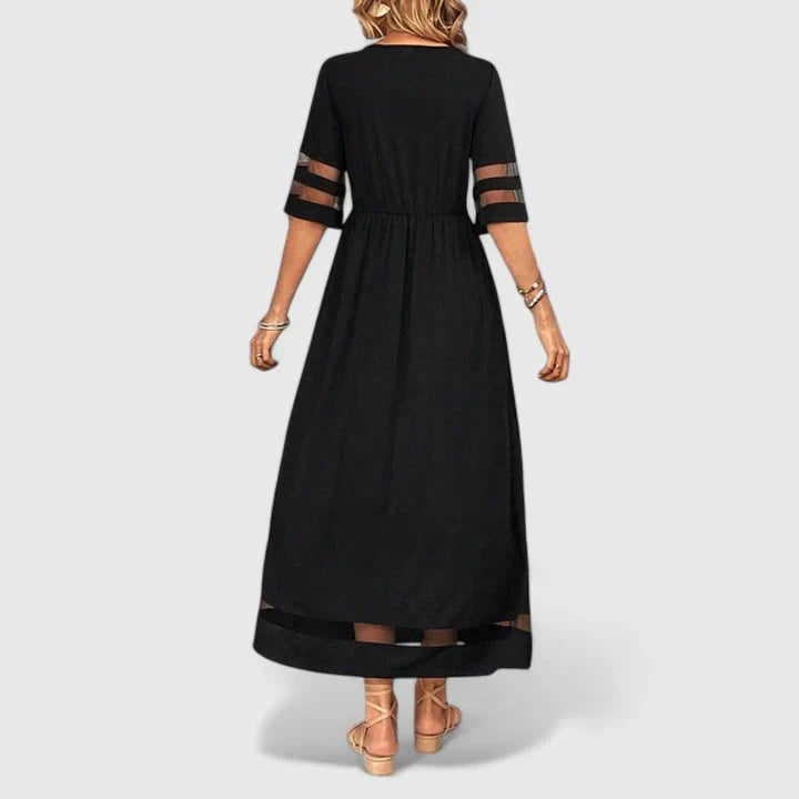 Portia | Elegante Ronde Hals Midi Mouw Jurk