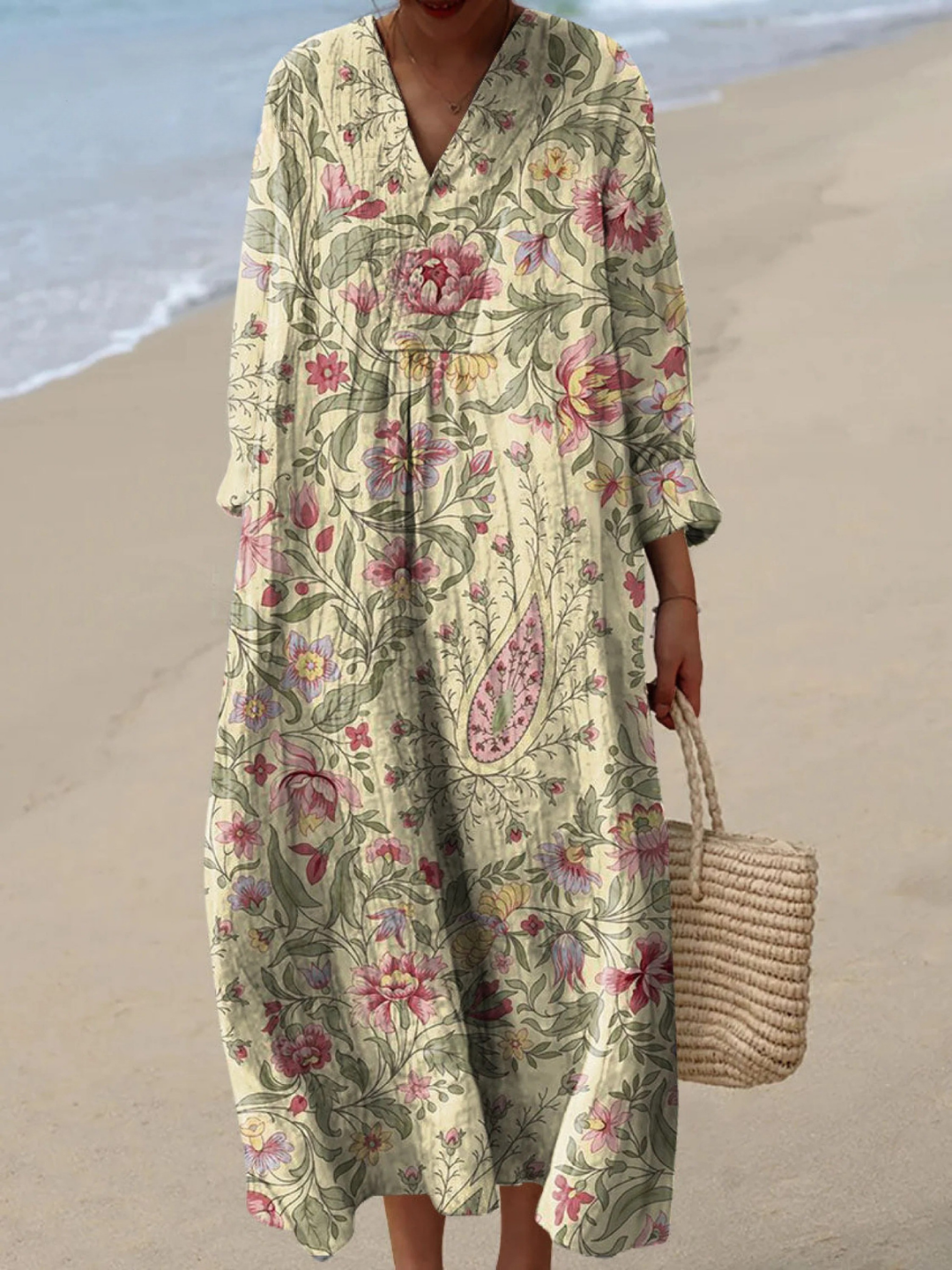 Amalia | Vintage Mooie Bloemen Kunstafdruk Jurk