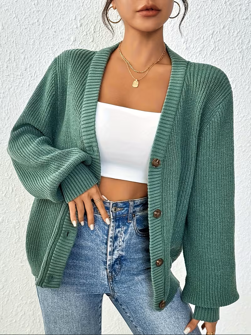 Maribel | Ontspannen Knopen-Voorkant Cardigan