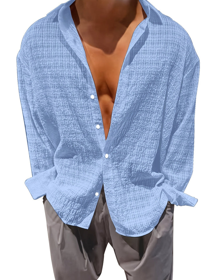 Rafael | Ontspannen Textured Lange Mouwen Shirt