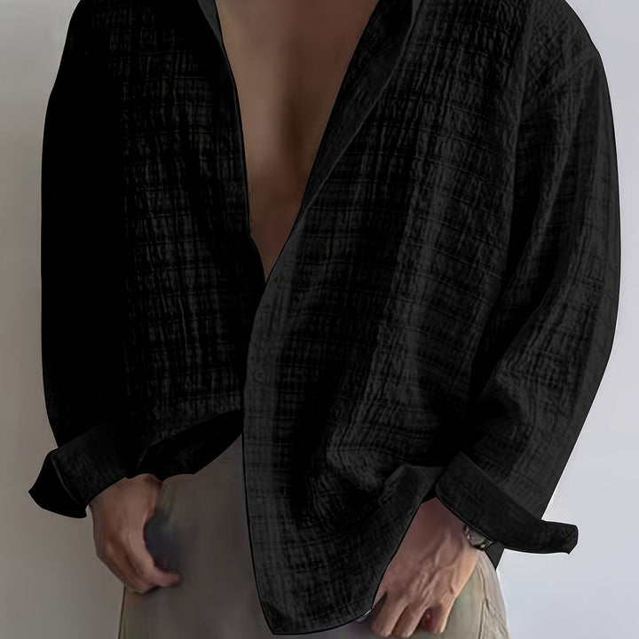 Rafael | Ontspannen Textured Lange Mouwen Shirt