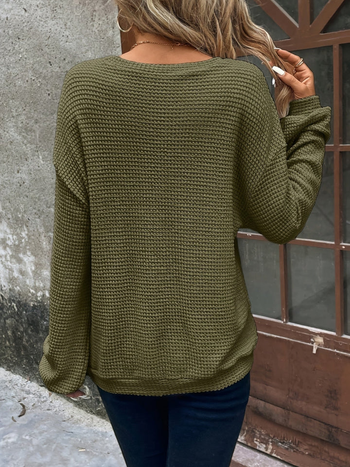 Carly | Ontspannen Wafelbrei Sweater
