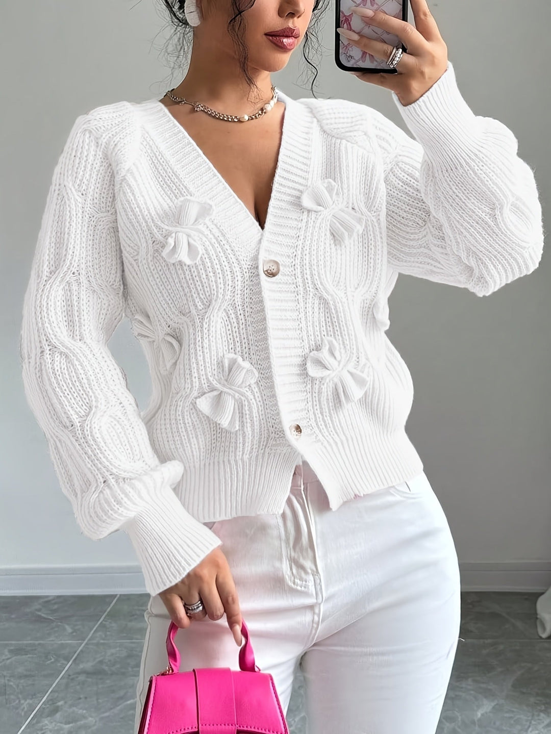 Juniper | Zachte Boogdetail Lange Mouwen Cardigan