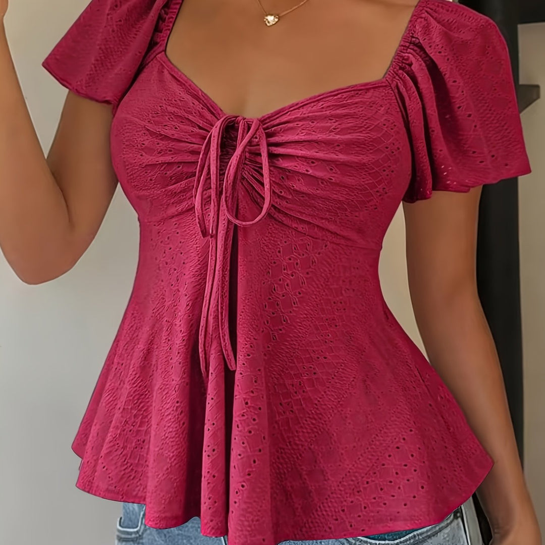 Josephine | Flutter-Mouw Peplum Top