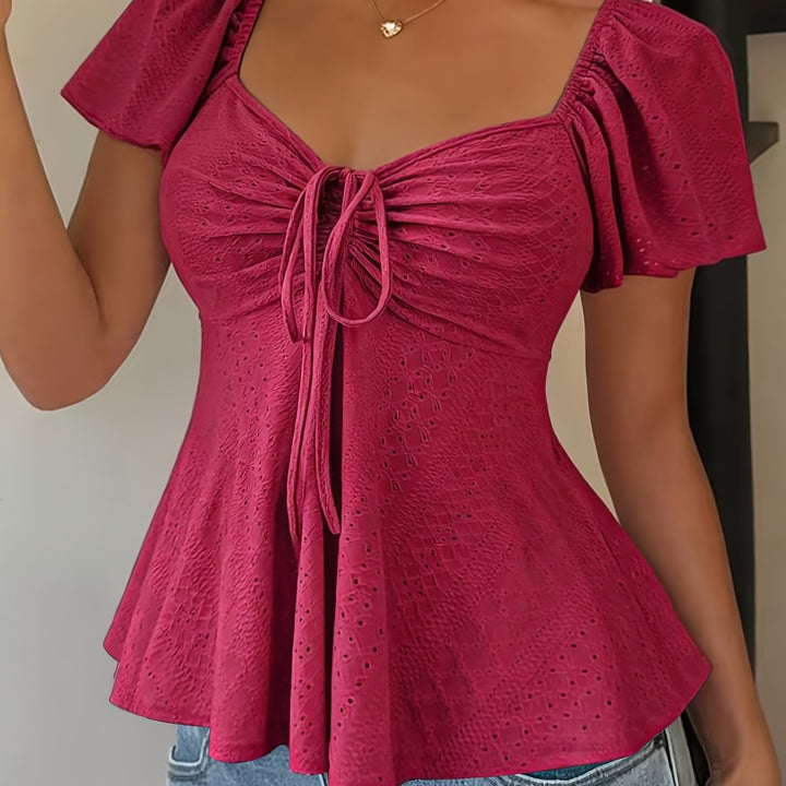 Josephine | Flutter-Mouw Peplum Top