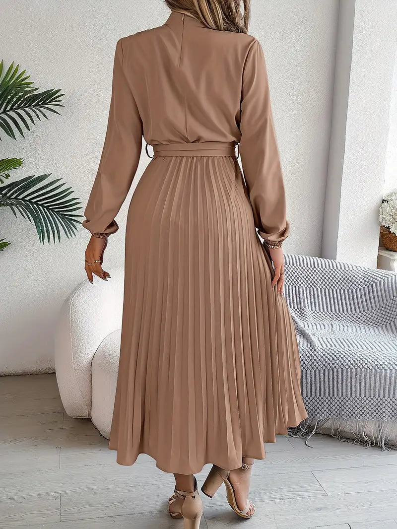 Isabelle | Midi-jurk met lange mouwen en ceintuur