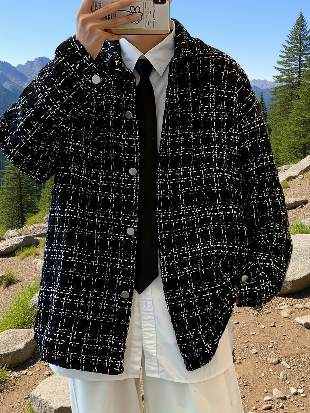 Julian | Textured Geruite Overhemdjas