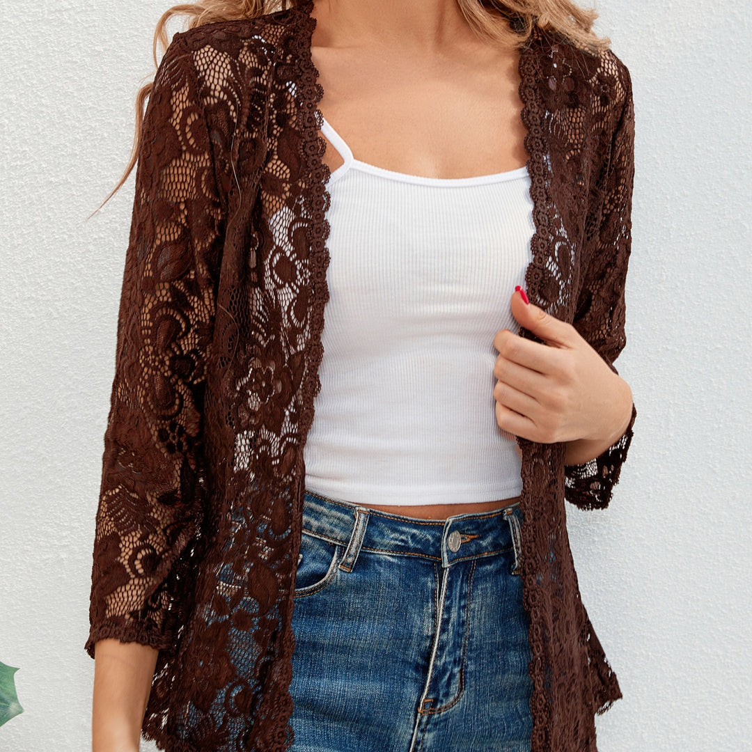 Cassandra | Bloemrijke Opengewerkte Cardigan