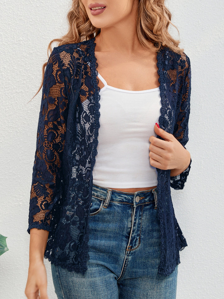 Cassandra | Bloemrijke Opengewerkte Cardigan