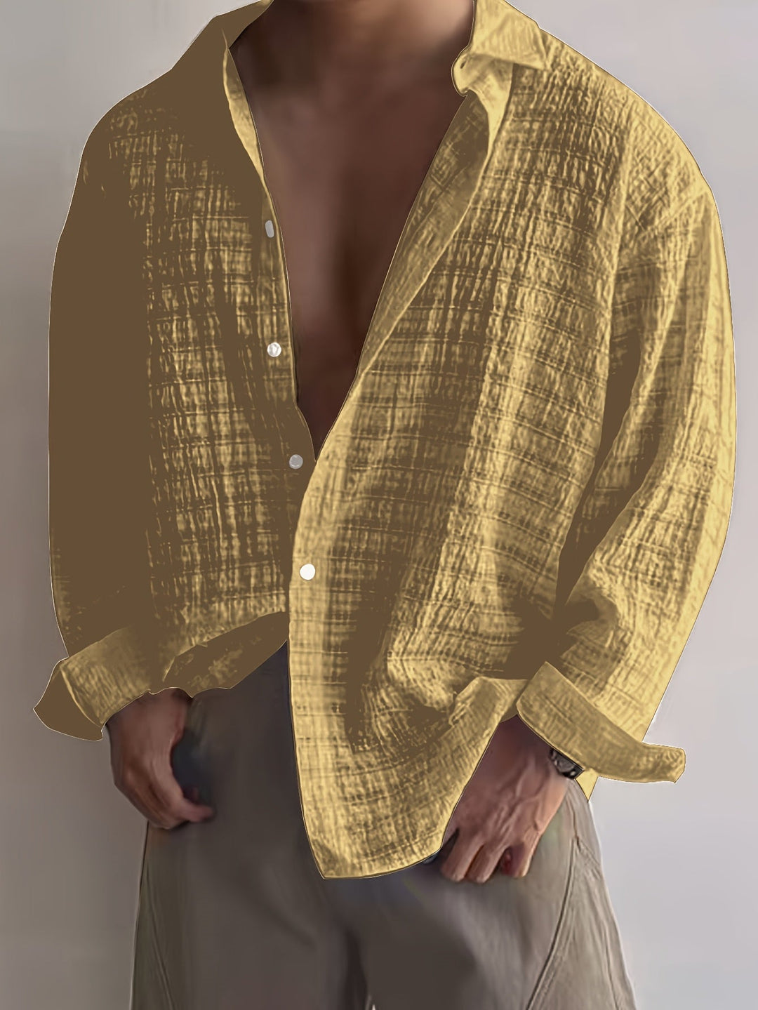 Rafael | Ontspannen Textured Lange Mouwen Shirt