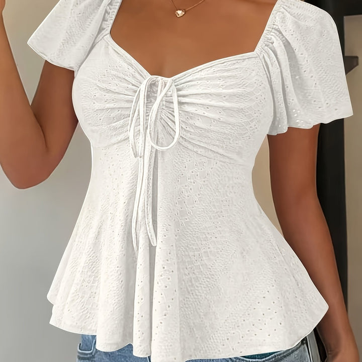 Josephine | Flutter-Mouw Peplum Top