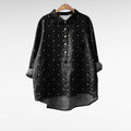 Rachael | Klassieke Gestippelde Zwarte Blouse