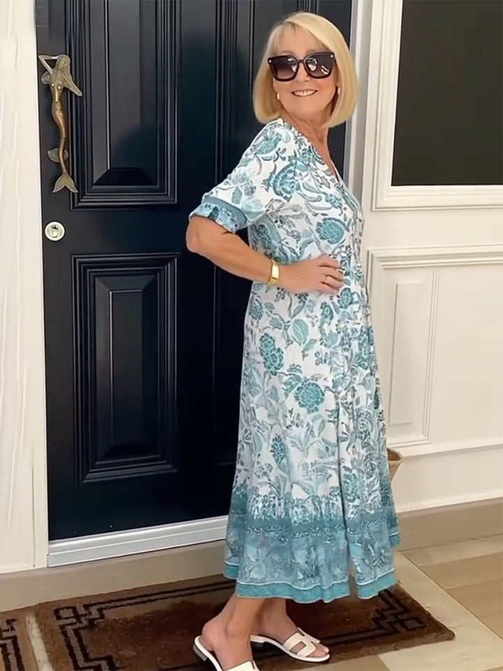 Rosalie | Elegante V-Hals Bloemendress