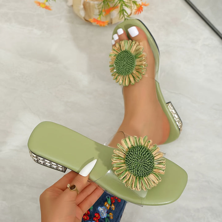 Elise | Bloemrijke Vierkante Sandalen
