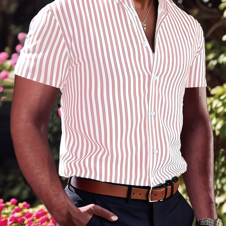 Grant | Verfijnde Gestreepte Korte Mouwen Shirt