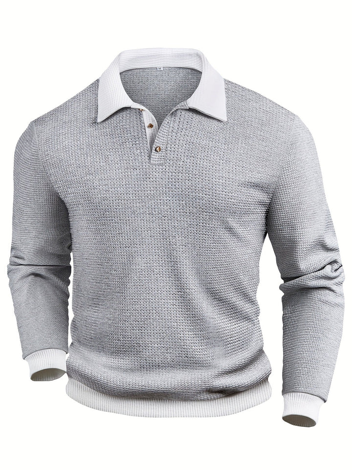 Gareth | Getextureerde Lange Mouwen Polo Shirt