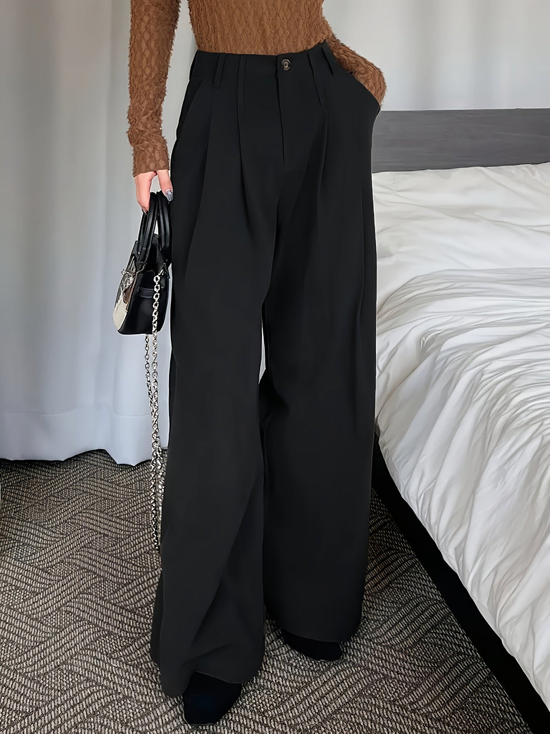 Celine | Geplooide Wijde Pantalon