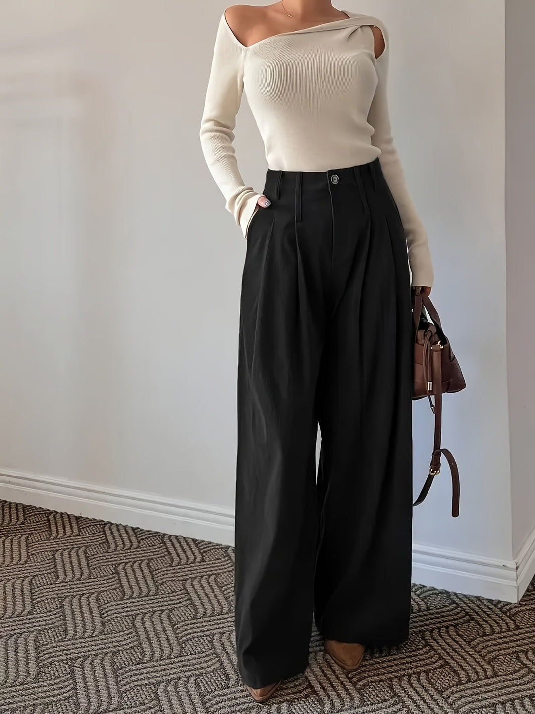 Celine | Geplooide Wijde Pantalon
