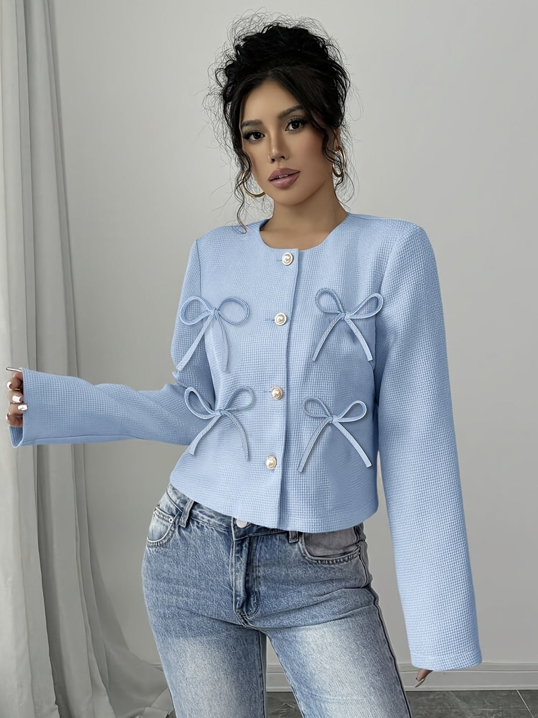 Odette | Cropped Jacket met Strikdetail