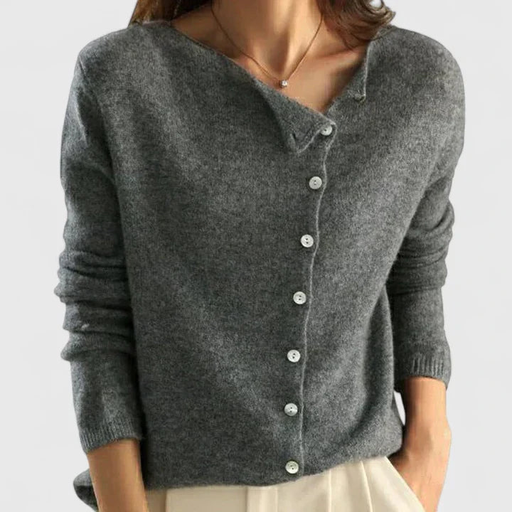 Lorna | Asymmetrische Knopen Cardigan