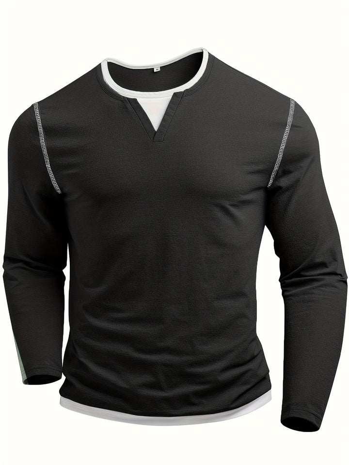 Nathan | Verfijnde Notch-Neck Henley Shirt