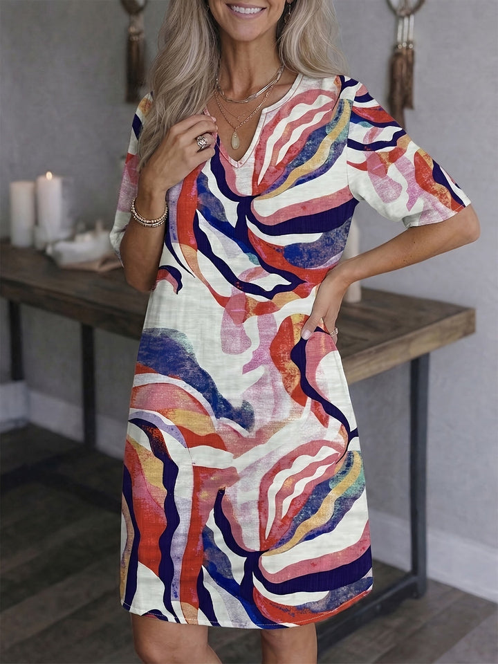 Ramona | Kunstzinnige Print Shift Jurk