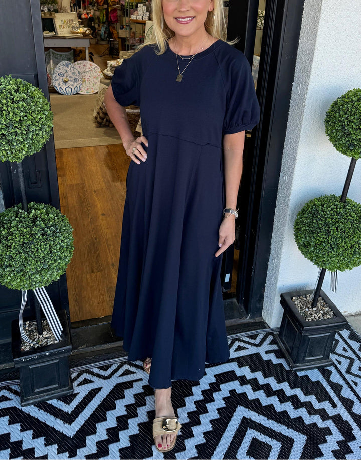 Haisley | Maxi-jurk met Pofmouwen en Ronde Hals