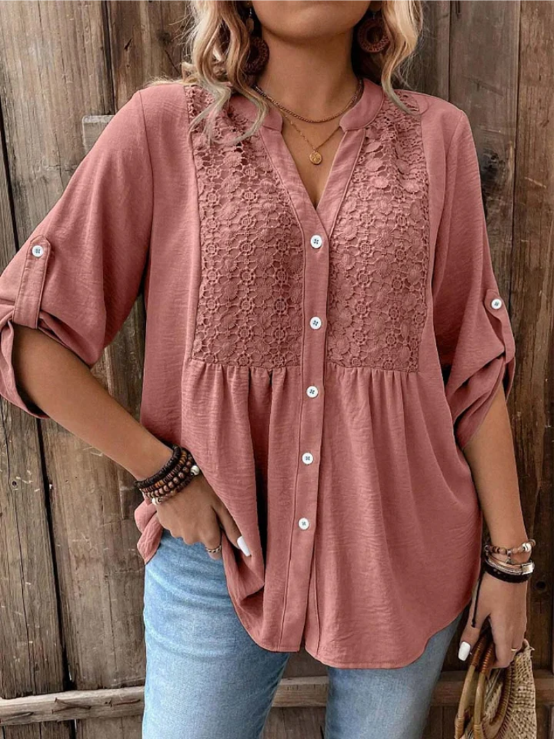 Nella | Elegante Blouse met Brede Mouwen en V-Hals