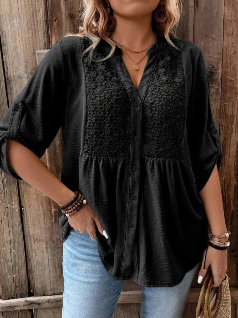 Nella | Elegante Blouse met Brede Mouwen en V-Hals