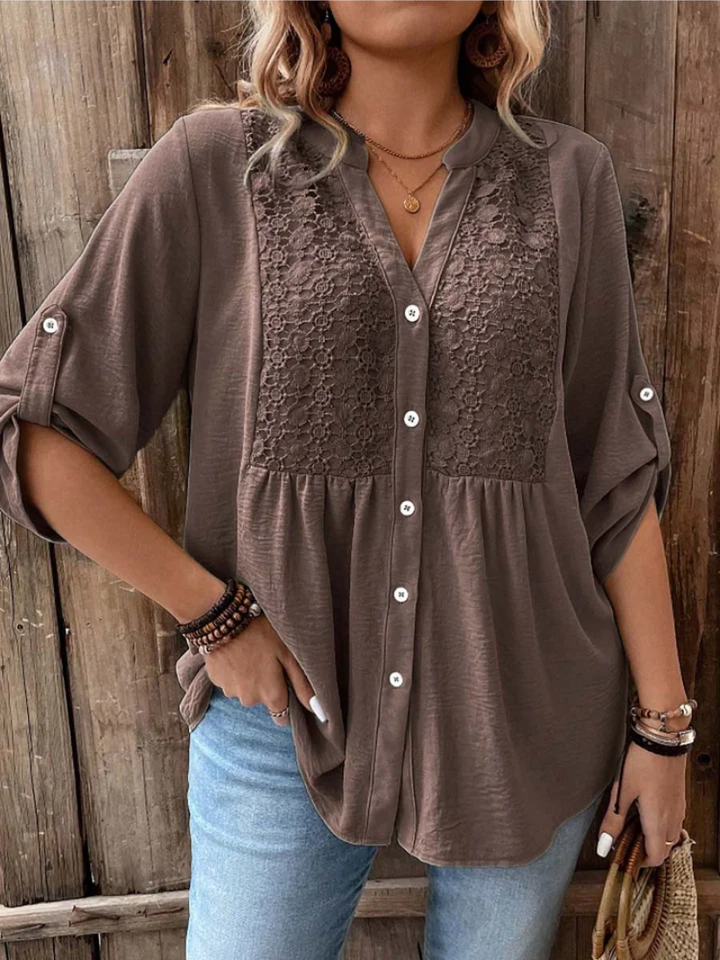 Nella | Elegante Blouse met Brede Mouwen en V-Hals