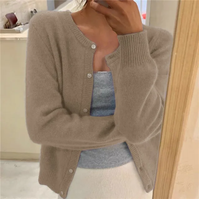 Delphina | Zachte Knop-Voorkant Cardigan