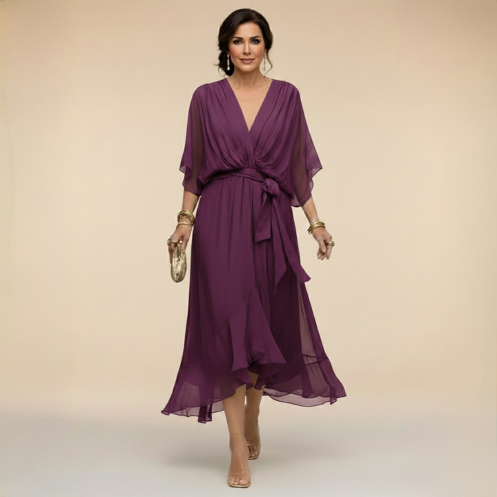 Abigail | Stijlvolle Chiffon V-Hals Jurk