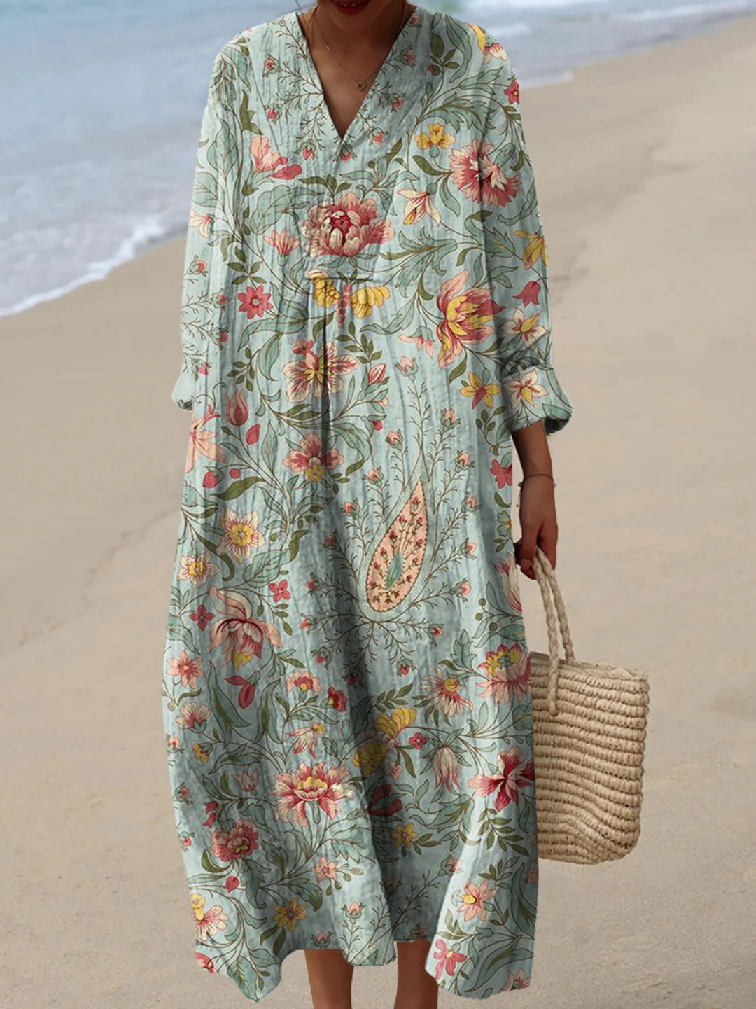 Amalia | Vintage Mooie Bloemen Kunstafdruk Jurk