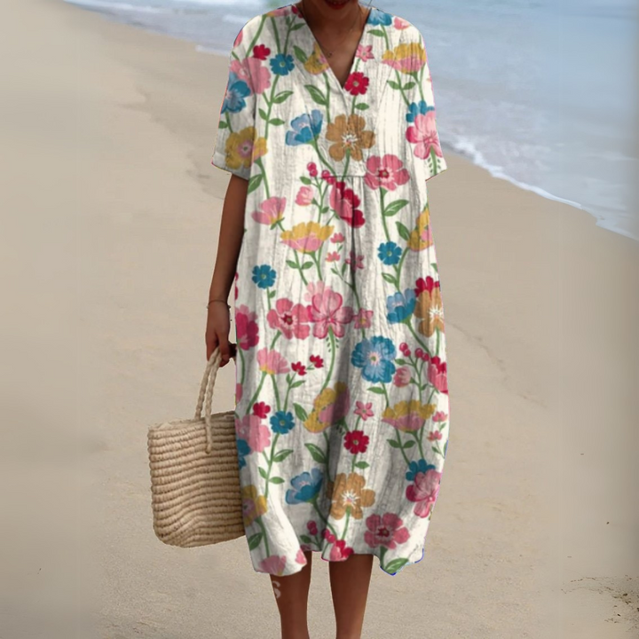 Stella | Elegante Bloemen V-Hals Jurk