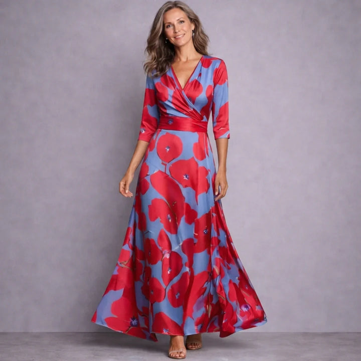 Emilia | Elegante Maxi Jurk met Middellange Mouwen