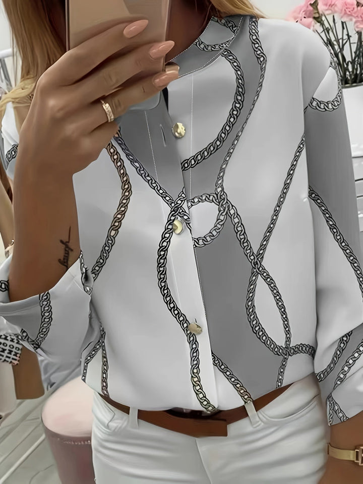 Ingrid | Kraagshirt met Kettingprint