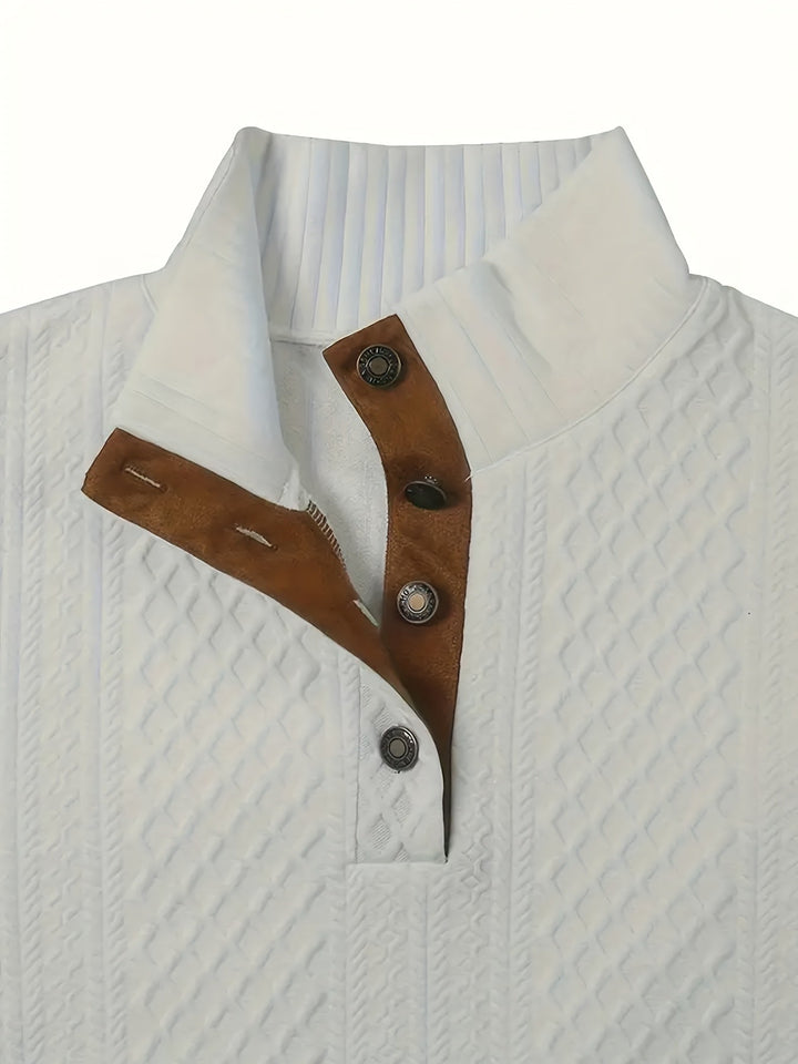 Ronan | Staande Kraag Knop Henley Trui