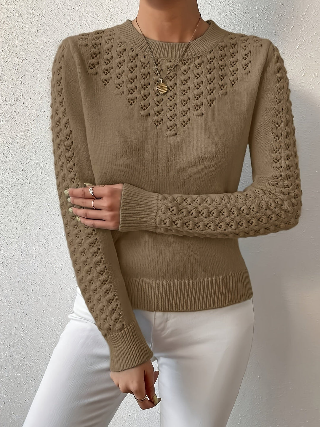 Aveline | Pointelle-Breigoed Ronde Hals Trui