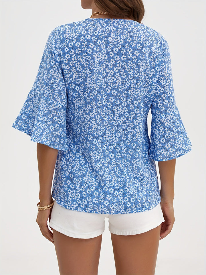 Lorraine | Bloemige Blouse met Ruffle-Mouwen