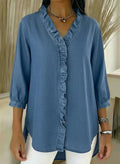 Paula | Stijlvolle Rimpel Blouse met Middellange Mouwen