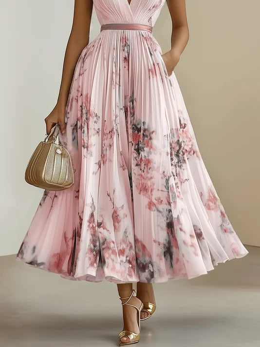 Betty | Elegante Mouwloze Lange V-Hals Jurk