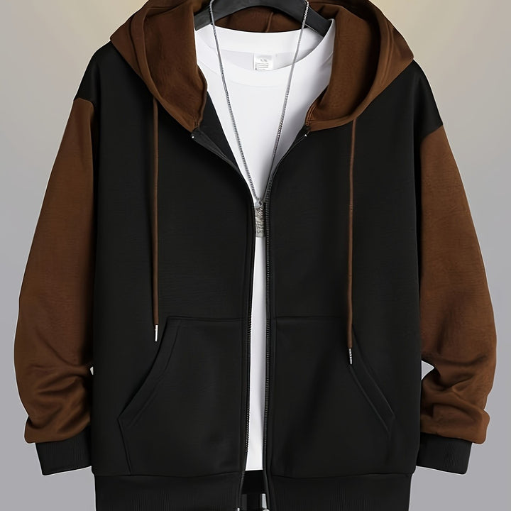 Cedric | Kleurblok Zip-Up Hoodie