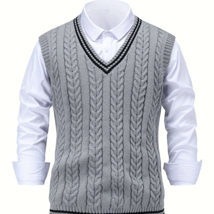 Gideon | Kabelgebreide V-Hals Sweater Vest